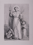 Print of St. Norbert with Tanceln and angel holding mitvé