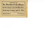 Dedication Ticket for Main Hall fundraiser by St. Norbert College