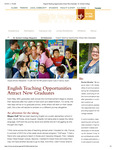 Fall/Winter 2014: English Teaching Opportunities Attract New Graduates by St. Norbert College