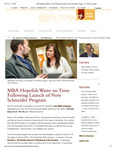 Fall/Winter 2014: MBA Hopefuls Waste no Time Following Launch of New Schneider Program