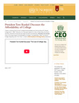 Spring 2017: President Tom Kunkel Discusses the Affordability of College by St. Norbert College